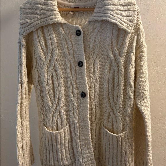 Anthropologie Cream Cable Knit Cardigan - Picture 4 of 7